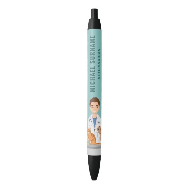 Stylo Noir Vétérinaire Homme Vétérinaire Clinique Animaux de  (devant Vertical)