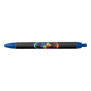 Stylo Noir Vibrant infinity with rainbow butterfly on black