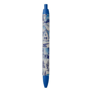Stylo Noir Vintage Blue Christmas Village