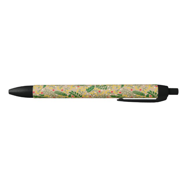 Stylo Noir Vintage Rustic Green Holly Berry Noël (Bas)