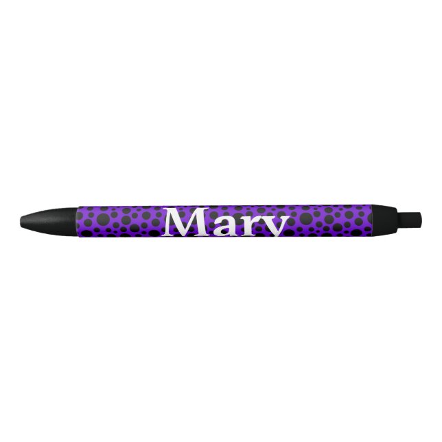 Stylo Noir Violet foncé avec cercles noirs (Devant)