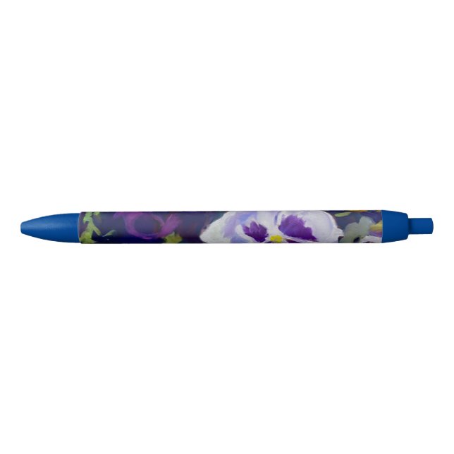 Stylo Noir Violet Rouge Bleu Jaune Orange Fleurs Pansy (Devant)