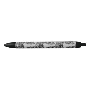 Stylo Noir Visage de Kitten noir et blanc sur gris