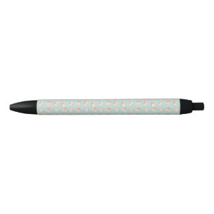Stylo Noir Visages de bonhommes de neige Noël pastel sarcelle