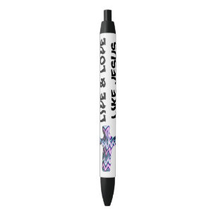 Stylo Noir VIVEZ et AIMEZ COMME JÉSUS avec la croix