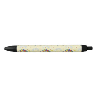 Stylo Noir Vœux d'anniversaire - Jaune pastel