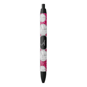 Stylo Noir Volley-ball de parties scintillant rose chaud mono
