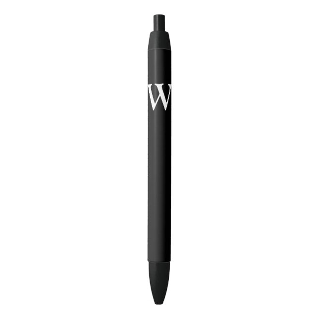 Stylo Noir Votre monogramme en noir et blanc (devant Vertical)