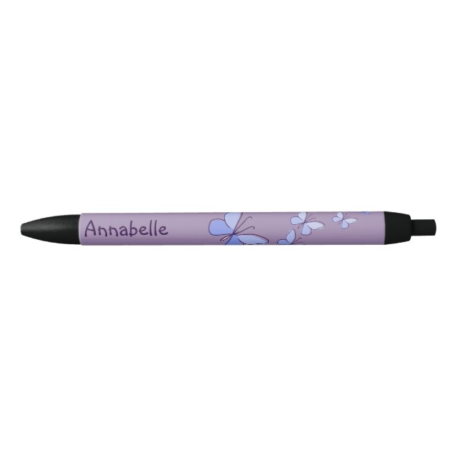 Stylo Noir Votre nom Periwinkle Butterflies Violet (Devant)