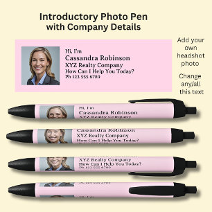 Stylo Noir Votre photo et détails d'introduction sur rose et