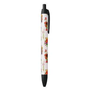 Stylo Noir Whimsical Rustic Summer Fleurs sauvages Foliing
