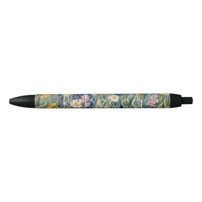 Stylo Noir Whispers de prairie : Pastel Fleurs sauvages (Devant)