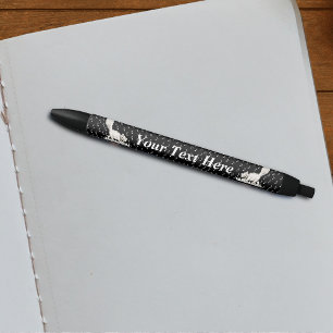 Stylo Noir White Cat on Piano Keys Music Notes