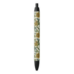 Stylo Noir William Morris modèle floral à tige unique