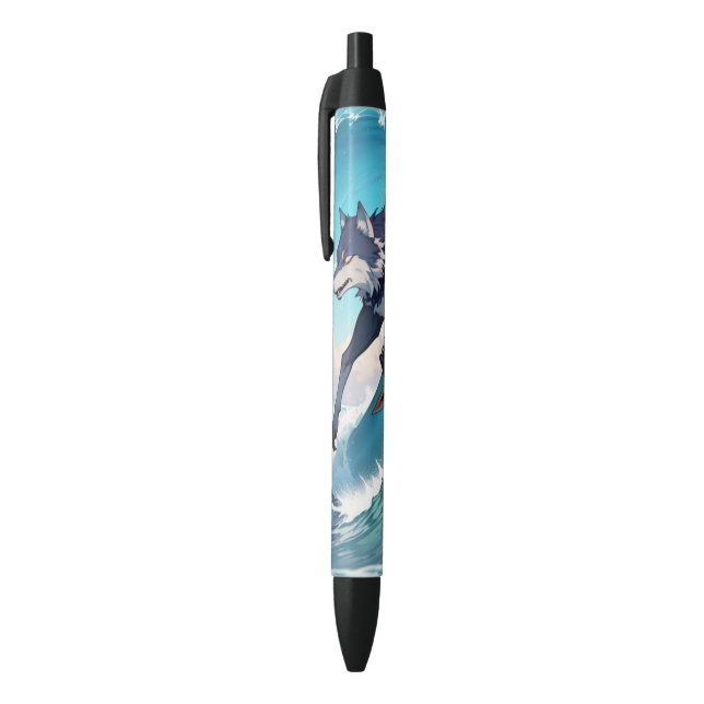 Stylo Noir Wolf Surf Sur Le Tittle Wave Pen (Haut (Vertical))