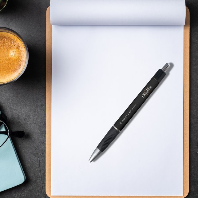 Stylo Nom de monogramme personnalisé en script doré sur  (Créateur téléchargé)