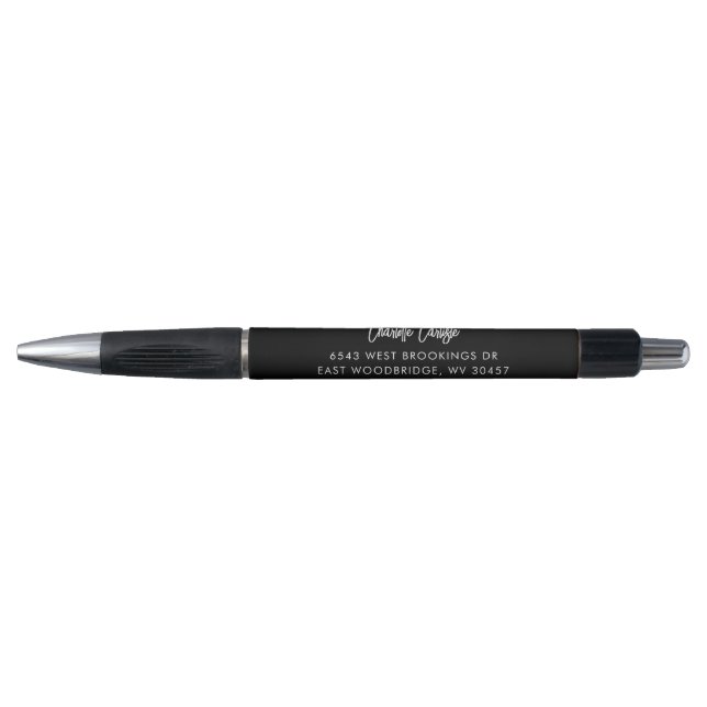 Stylo Nom de script élégant Adresse de retour personnali (Devant)