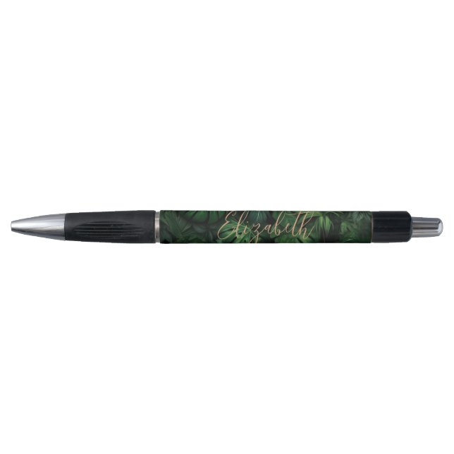 Stylo Nom de style tropical Monstera Gold (Devant)