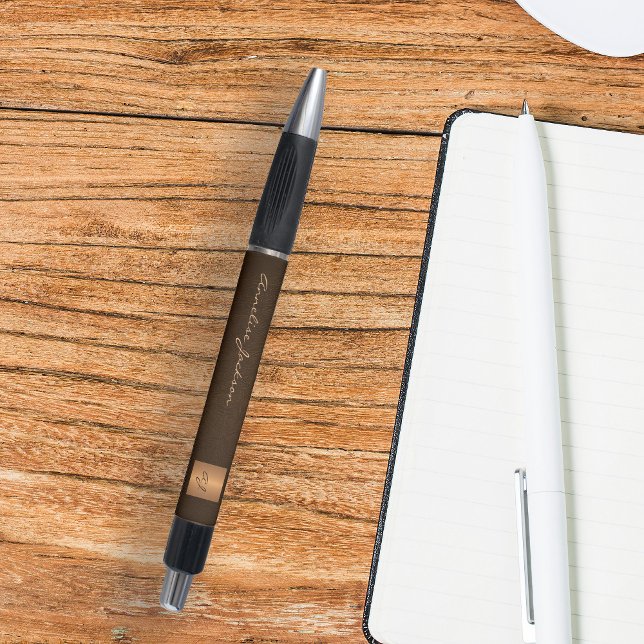 Stylo Nom élégant en écriture manuscrite or monogrammé (Créateur téléchargé)