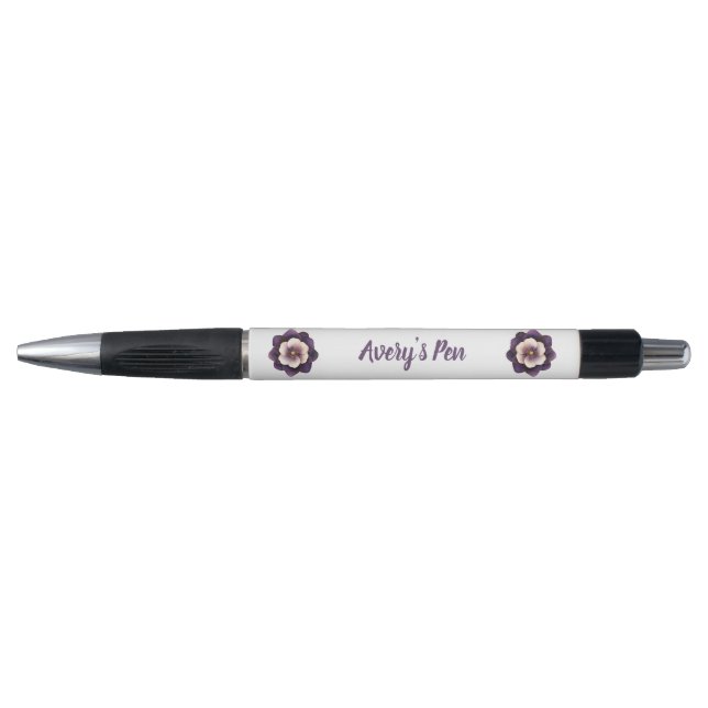 Stylo Nom floral violet chic (Devant)