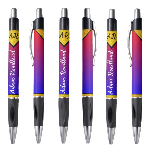 Stylo Nom initial de monogramme abordable, Luxe moderne (contemporary color scheme with personalized monogram details)