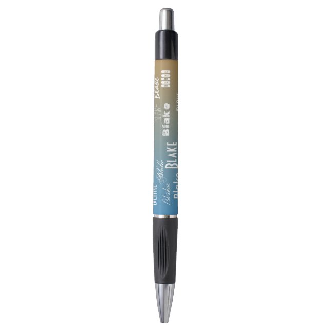 Stylo Nom personnalisé coucher de soleil pêche bleu   (Devant (Vertical))