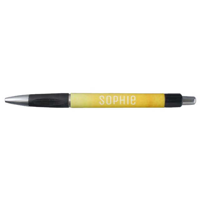 Stylo Nom personnalisé joli aquarelle jaune art (Devant)