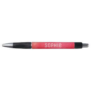 Stylo Nom personnalisé joli aquarelle rouge art