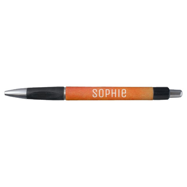 Stylo Nom personnalisé joli pêche orange aquarelle art (Devant)