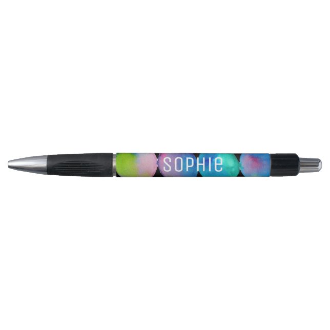 Stylo Nom personnalisé mignon couleur bleu aquarelle (Devant)