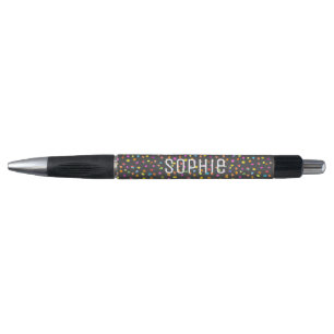Stylo Nom personnalisé mignon poka dot art