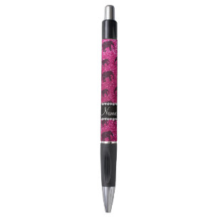Stylo Nom personnalisé néon parties scintillant rose-c