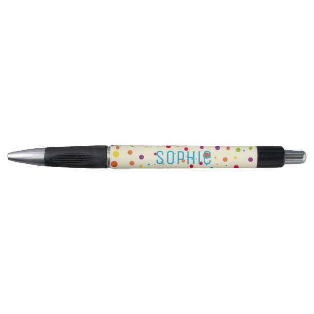 Stylo Nom personnalisé taches colorées conception dotty (Devant)