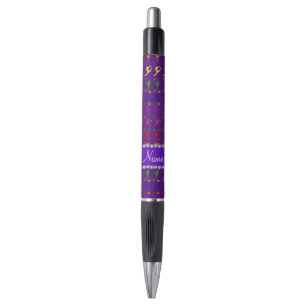 Stylo Nom violet arc-en-ciel gymnastique coeurs étoiles