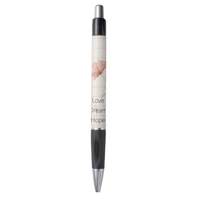 Stylo Notes de fleur rose d'amour de rêve d'espoir (Devant (Vertical))