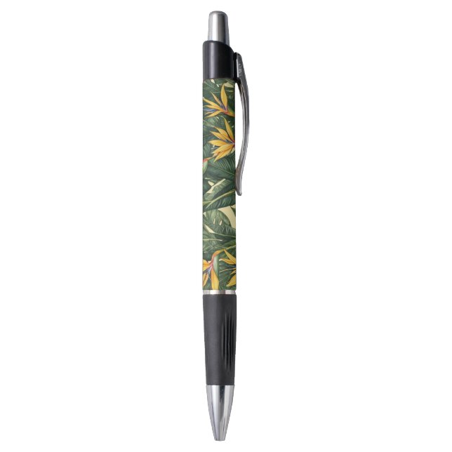 Stylo Oiseau jaune du Paradis motif de fleurs (Bas (Vertical))