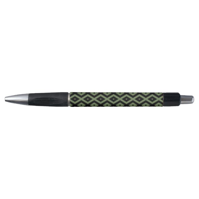 Stylo Olive green and black diamond pattern (Devant)