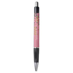 Stylo Or rose confettis noir