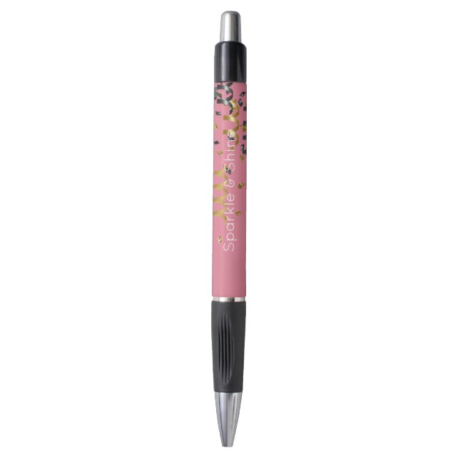 Stylo Or rose confettis noir (Devant (Vertical))