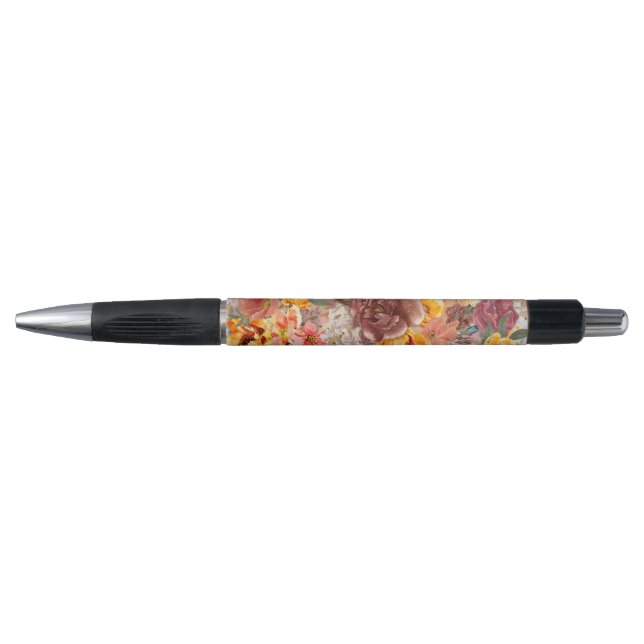 Stylo Orange Bourgogne automne Aquarelle automne Floral (Devant)