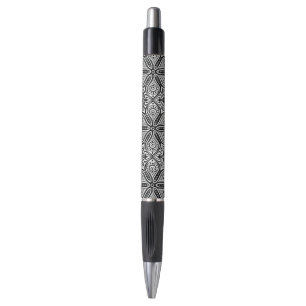 Stylo Ornement Floral Noir Et Blanc, Motif Turc