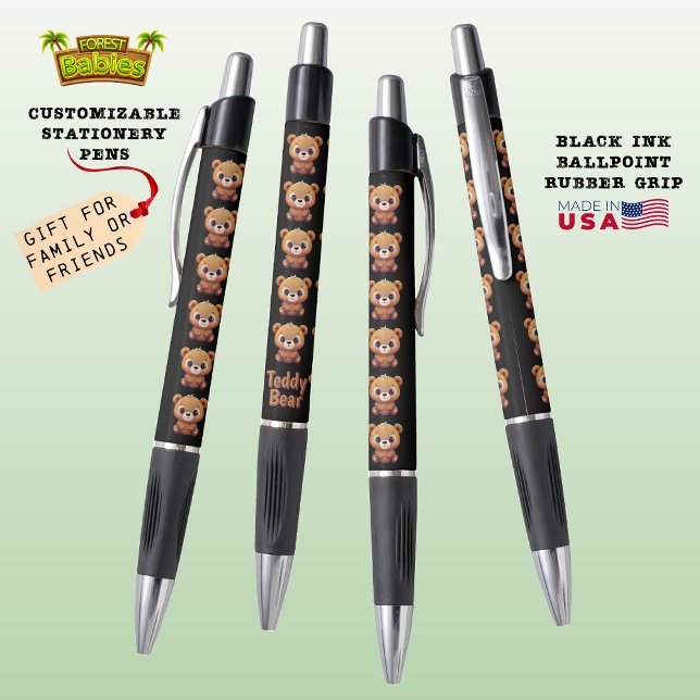 Stylo Ours en peluche, faune sauvage mignonne Bois Anima (Cute Customizable Teddy Bear Animal Cartoon Graphic Character Stationery Pen Gifts 🐻🎁)