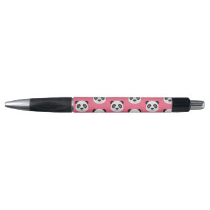 Stylo Panda rose visage noir et blanc