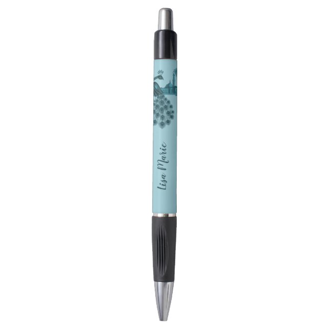 Stylo Paon Bleu Romantique (Devant (Vertical))