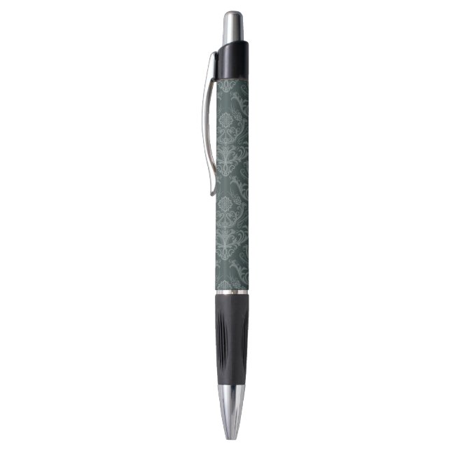 Stylo Papier peint floral vert de luxe de damassé (Haut (Vertical))