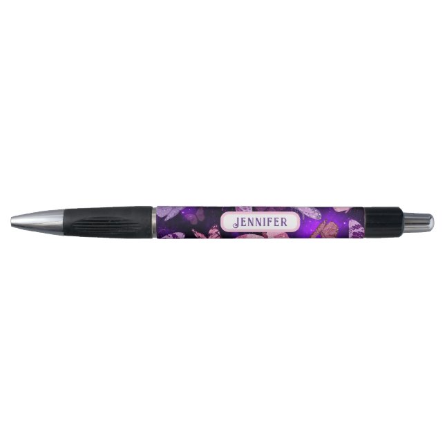Stylo Papillon cool Noir Et Violet (Devant)