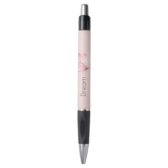Stylo Papillon Tissage Panier Rose (Devant (Vertical))