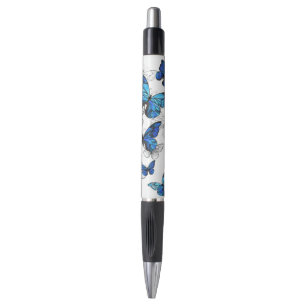 Stylo Papillons volants bleus Morpho