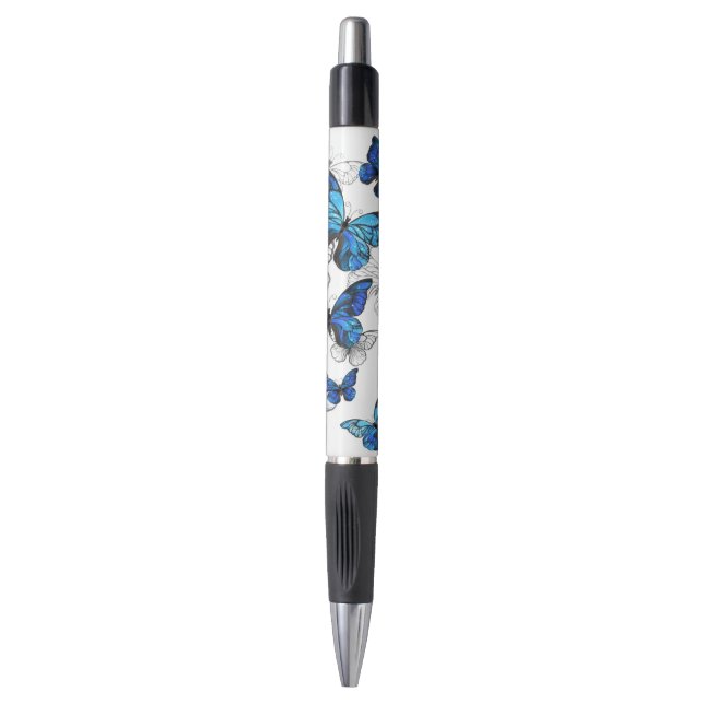 Stylo Papillons volants bleus Morpho (Devant (Vertical))