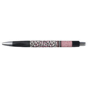 Stylo Parties scintillant rose Empreinte de léopard Shim